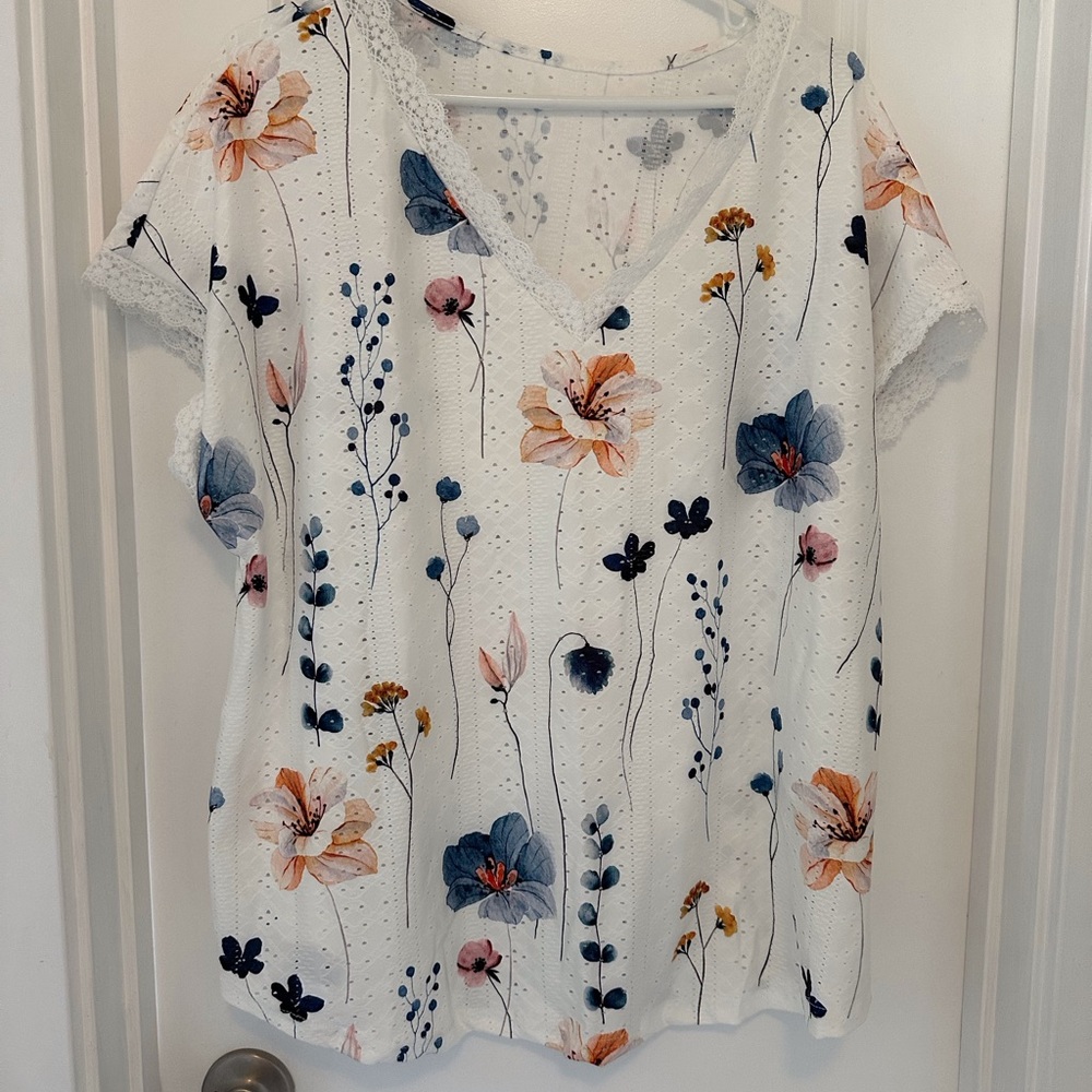 Floral V-Neck Women Top